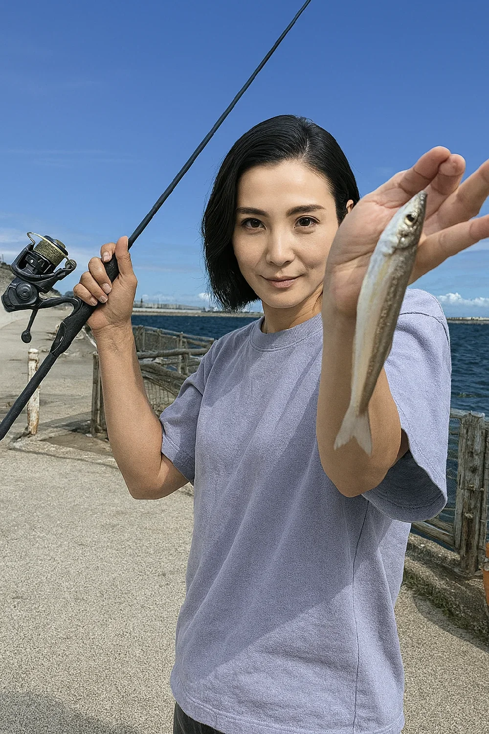 本牧海釣り施設でキスを釣る八重田