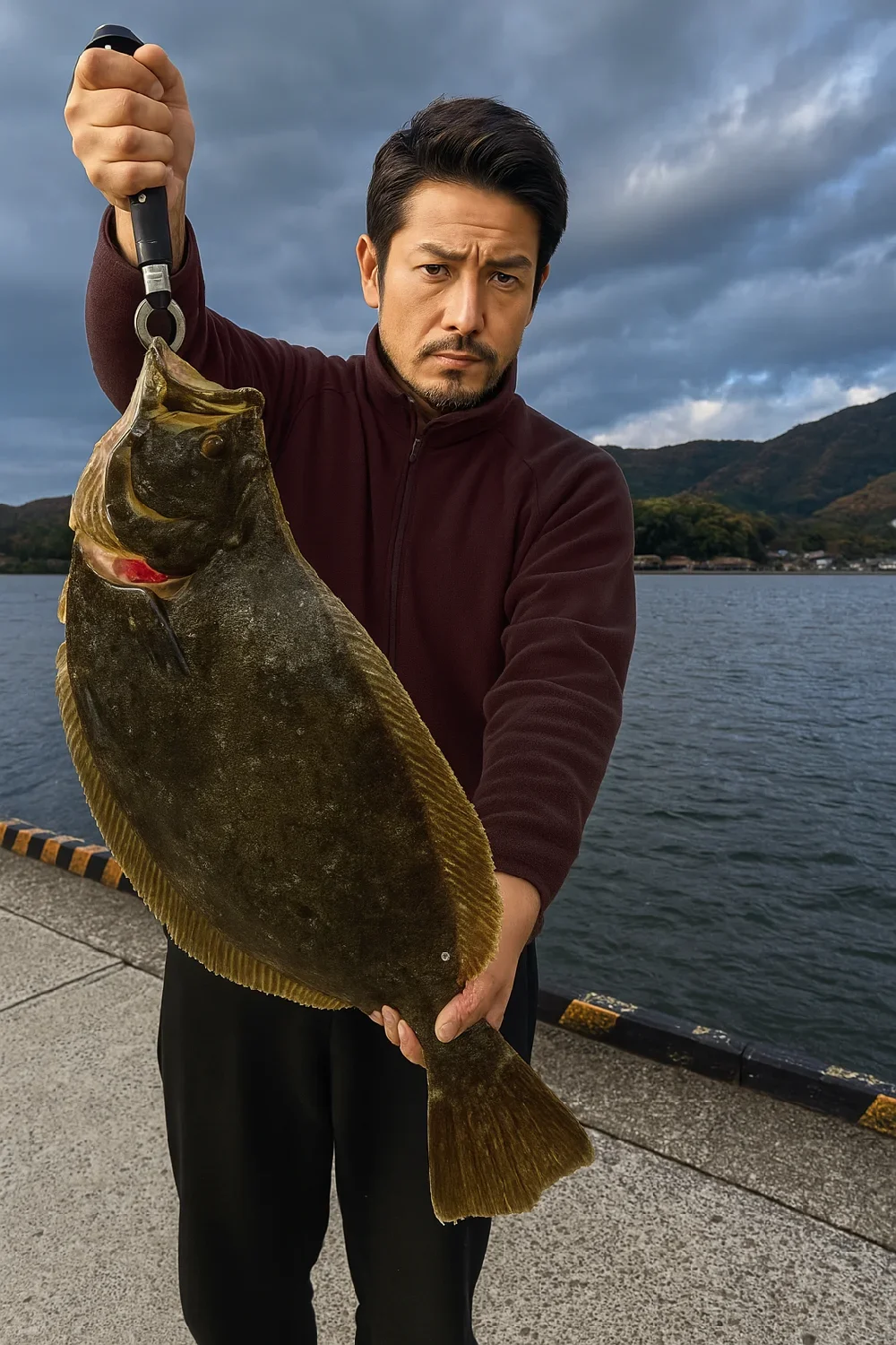 境水道でヒラメを釣る広岡