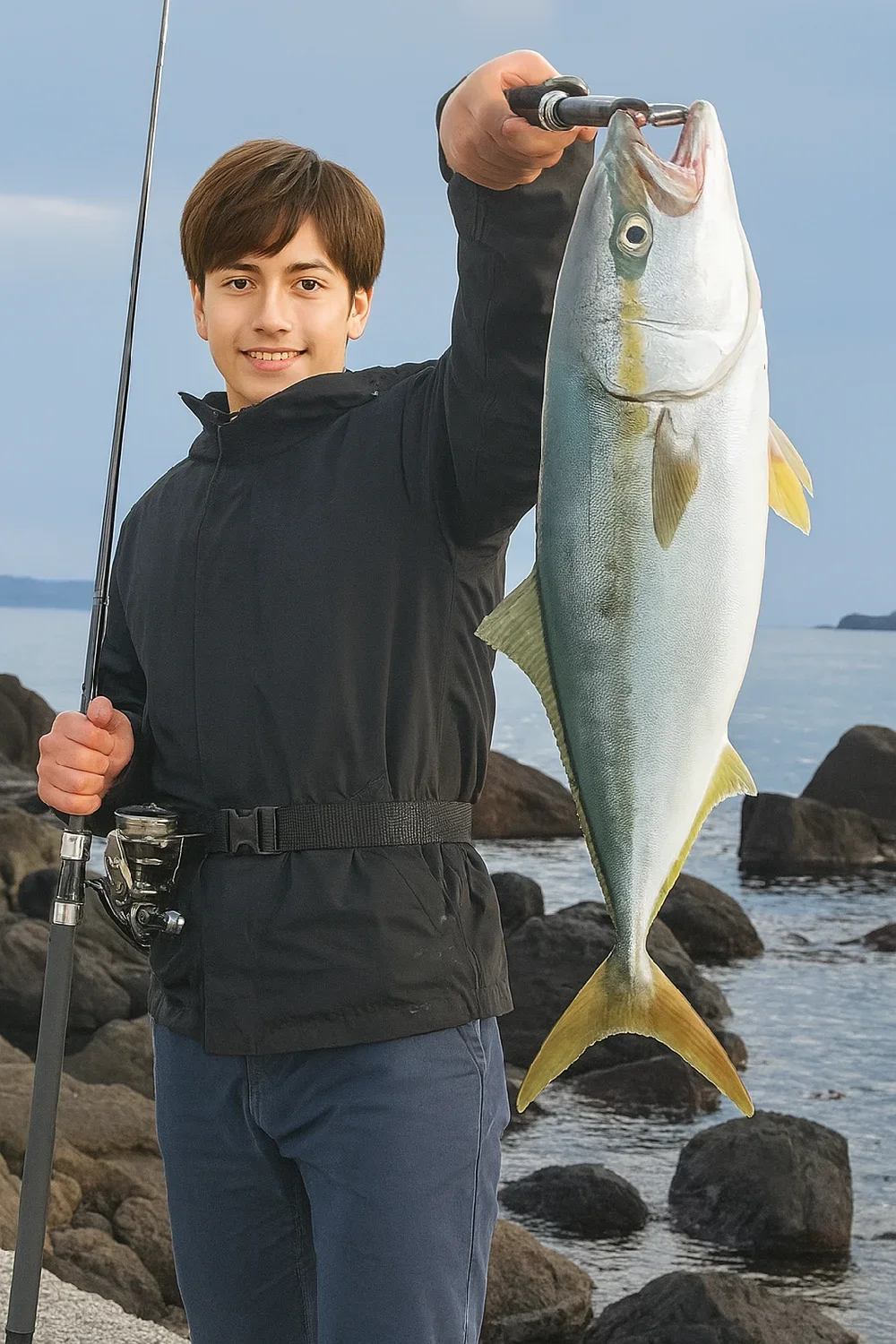 周防大島でハマチを釣る久良木