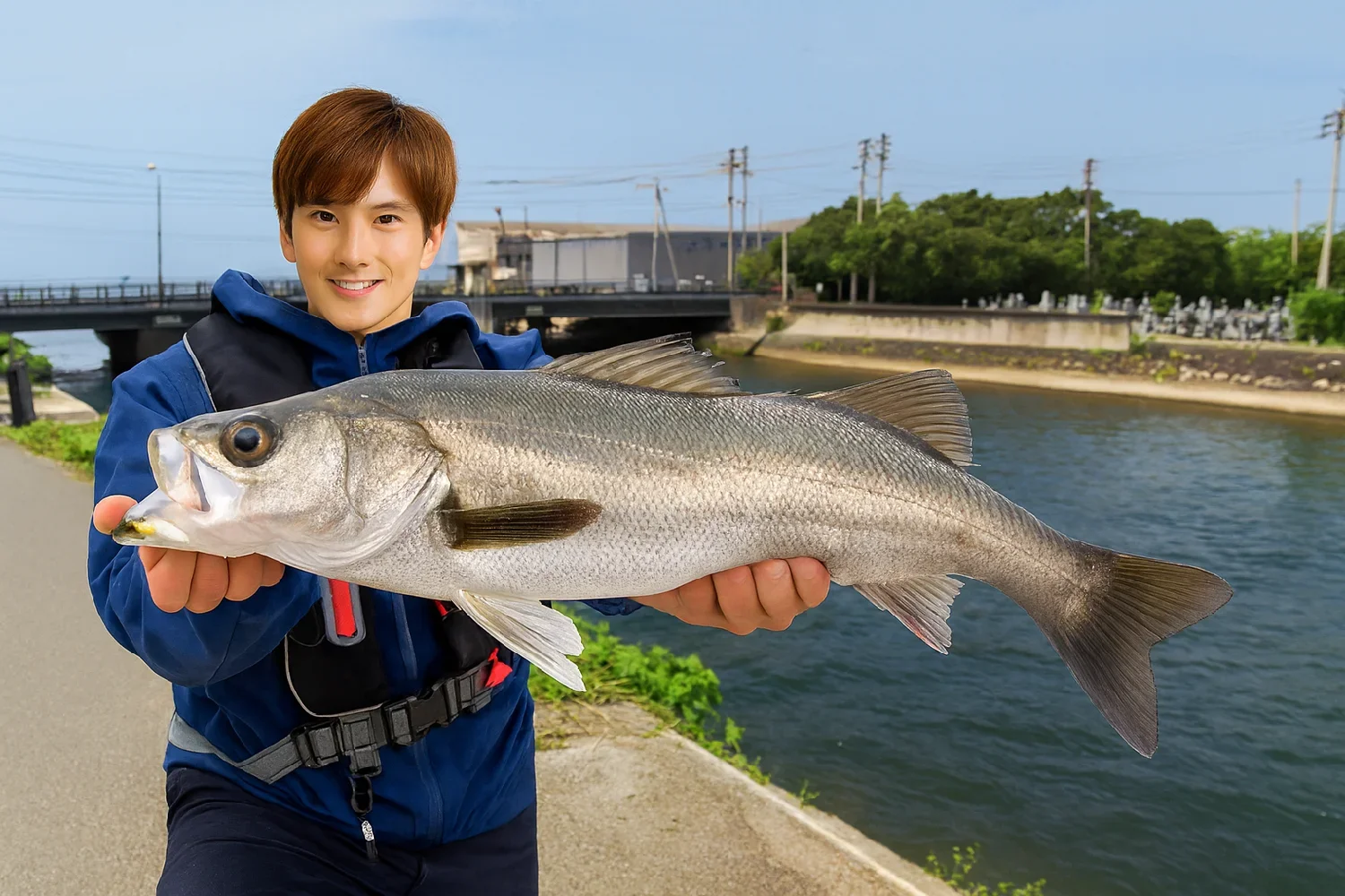 金生川河口でシーバスの釣果を得た久良木
