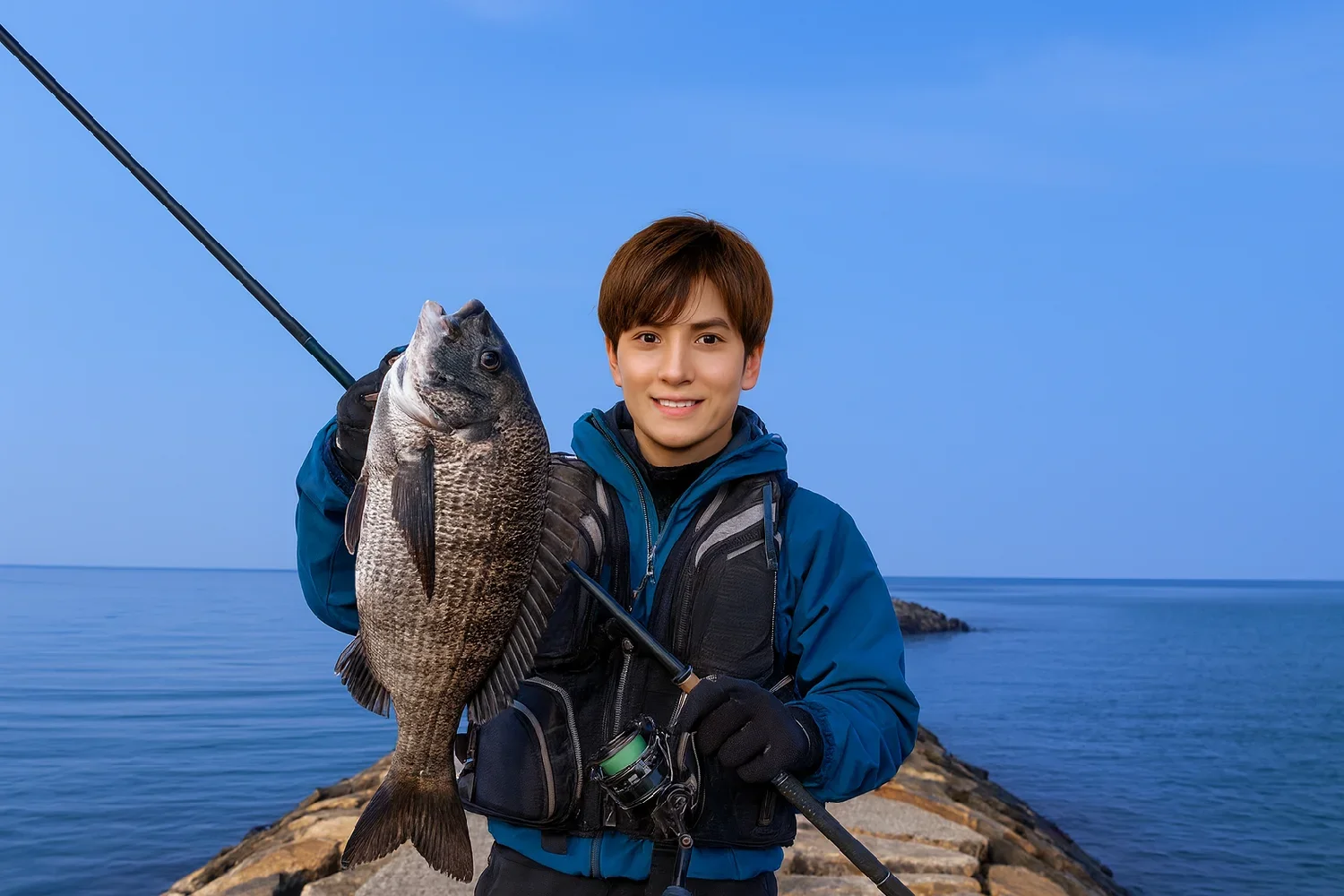 花稲漁港でチヌの釣果を得た久良木