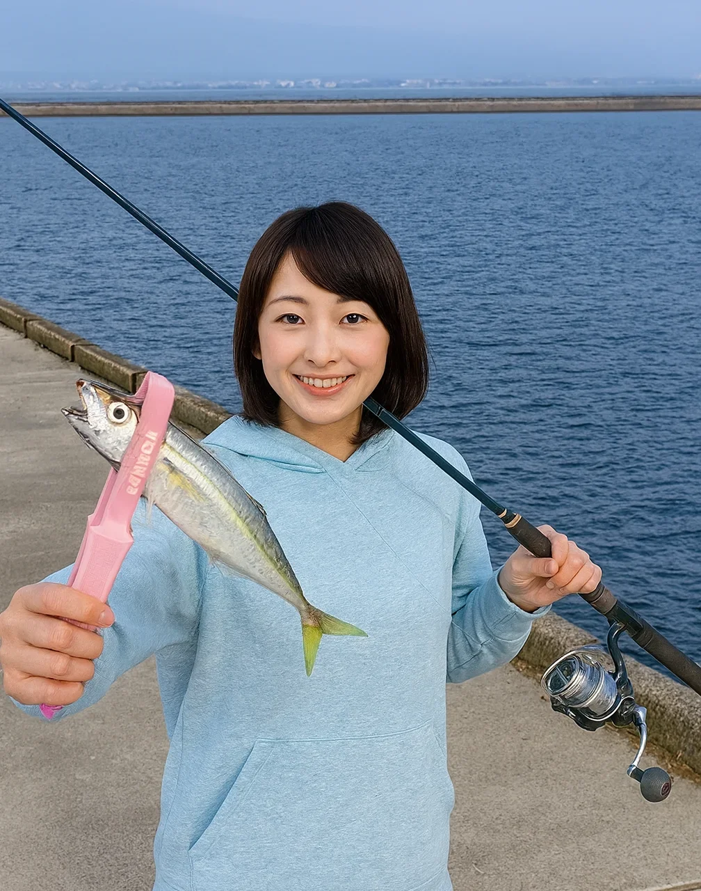 大王岸壁八綱浦海浜公園でサバの釣果を得た西岡