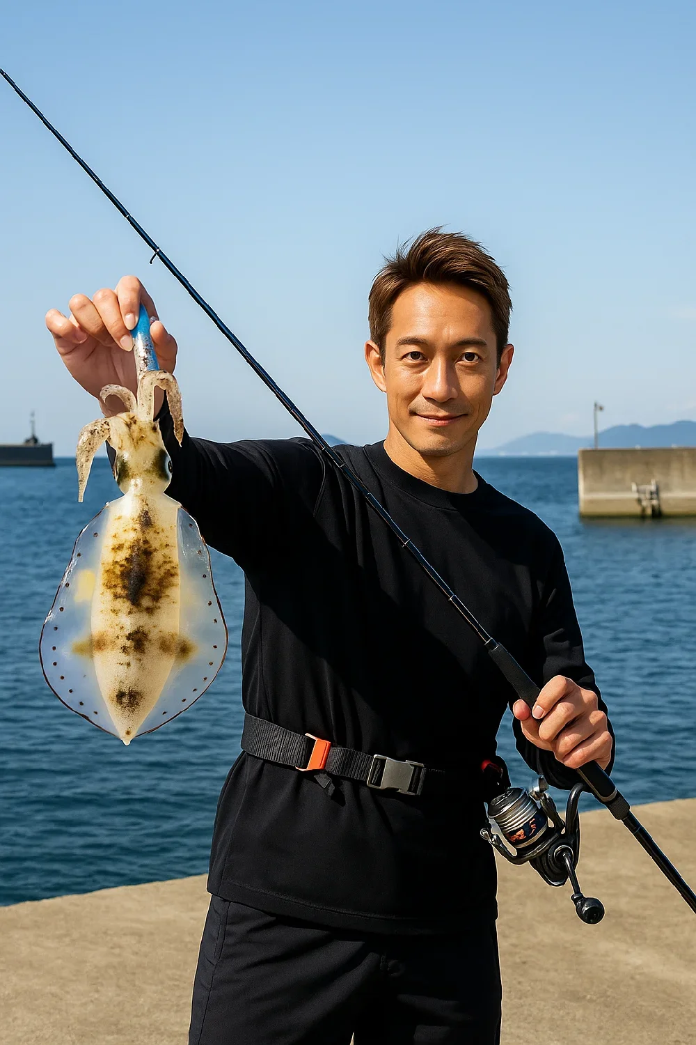 興居島でアオリイカの釣果を得た亀岡