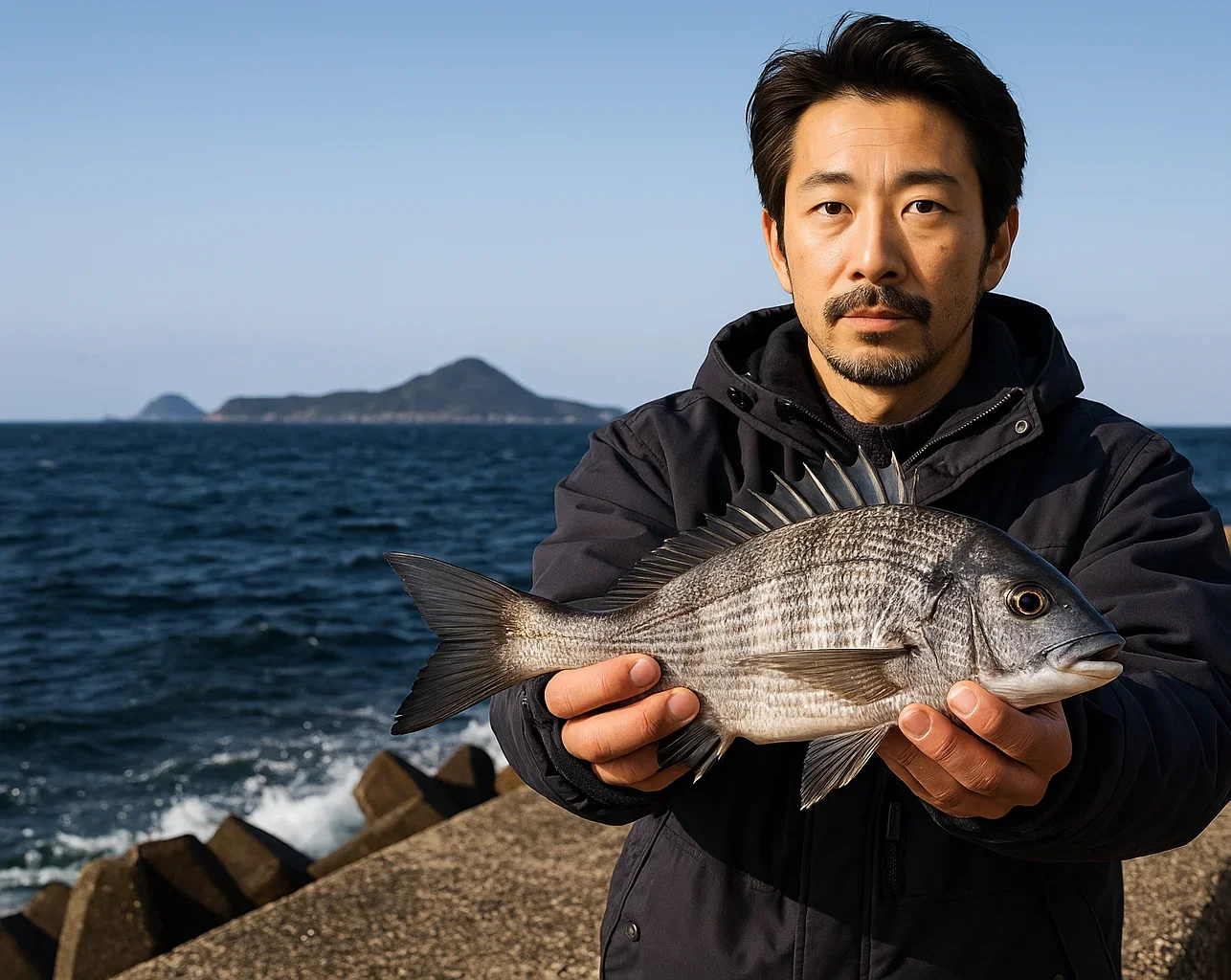 北吉田でチヌの釣果を得た佐々木