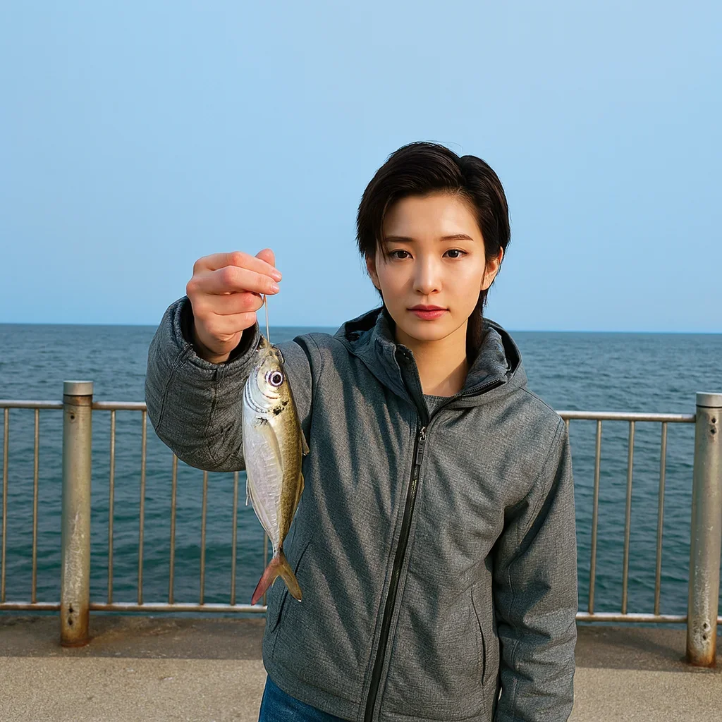 大可賀釣り公園でアジの釣果を得た佐伯