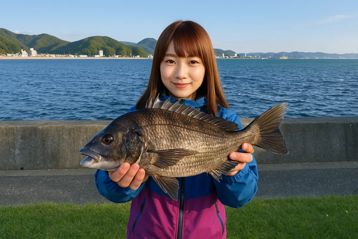 めかり公園でチヌの釣果を得た山際.webp