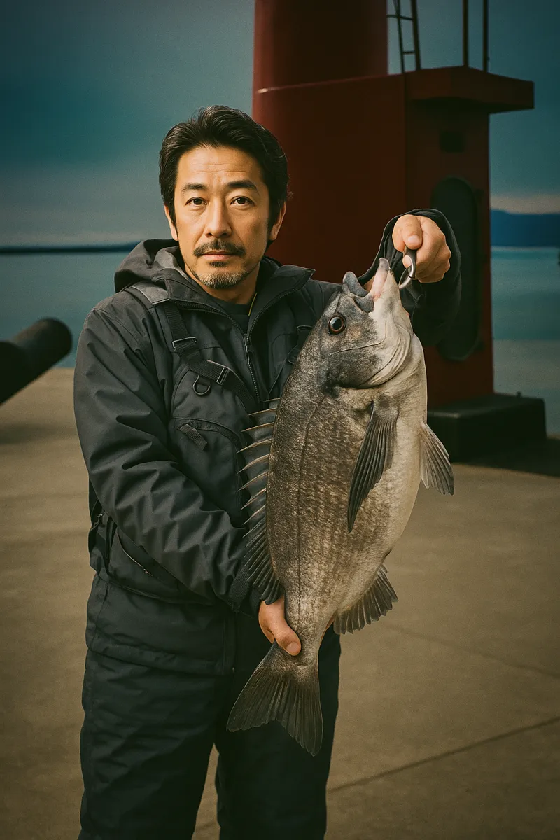マリンピア沖洲でチヌの釣果を得た佐々木.webp