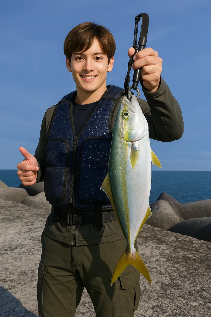 マリンピア沖洲でハマチの釣果を得た久良木.webp