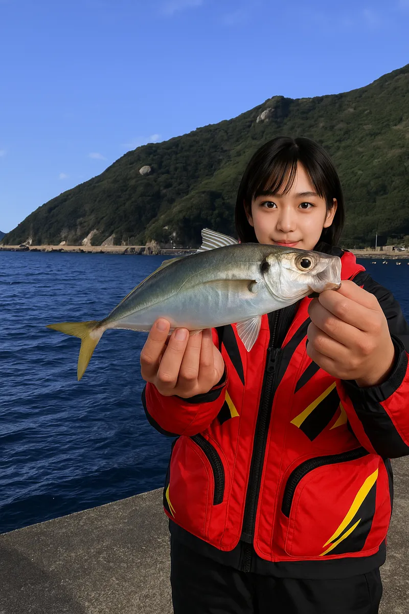 一切漁港でアジの釣果を得た国生.webp
