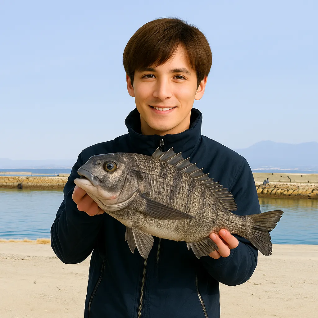 七つ割漁港でチヌの釣果を得た久良木.webp