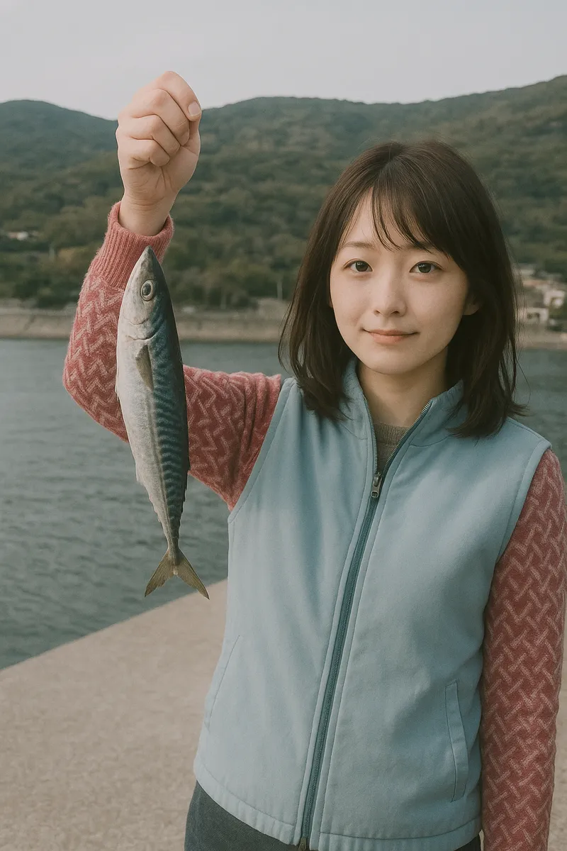 三崎港でサバの釣果を得た西岡.webp
