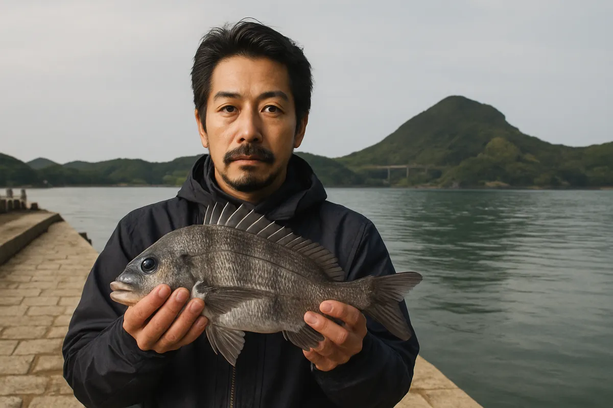 三角西港.でチヌの釣果を得た佐々木.webp