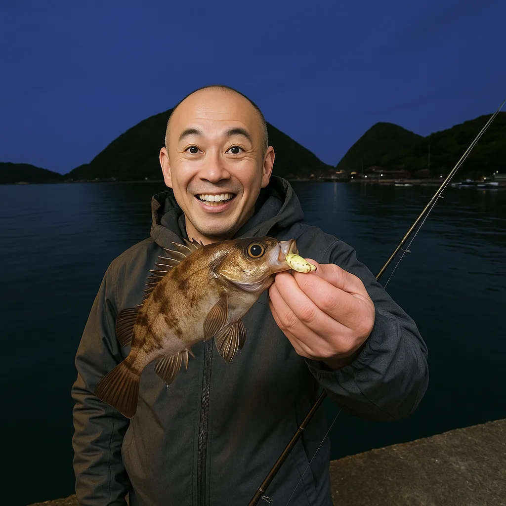 三角西港.でメバルの釣果を得たがんだま君.webp