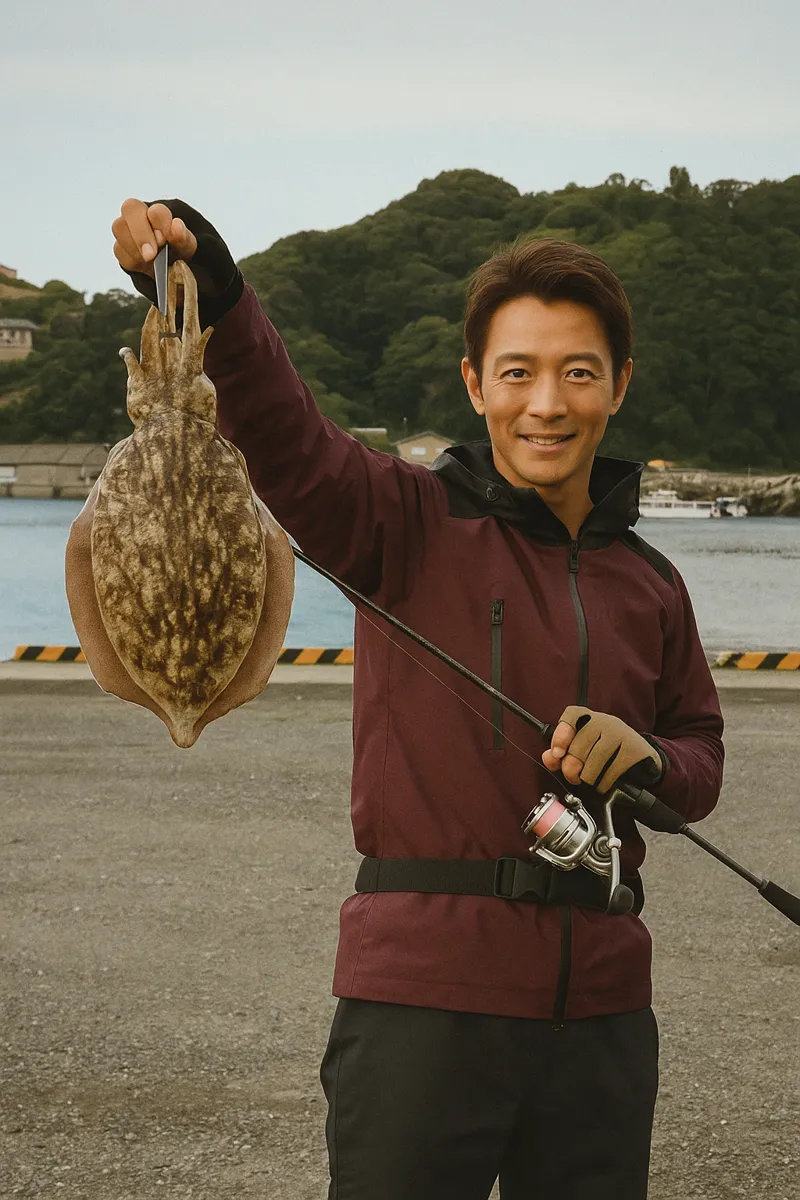 三重漁港でコウイカの釣果を得た亀岡.webp