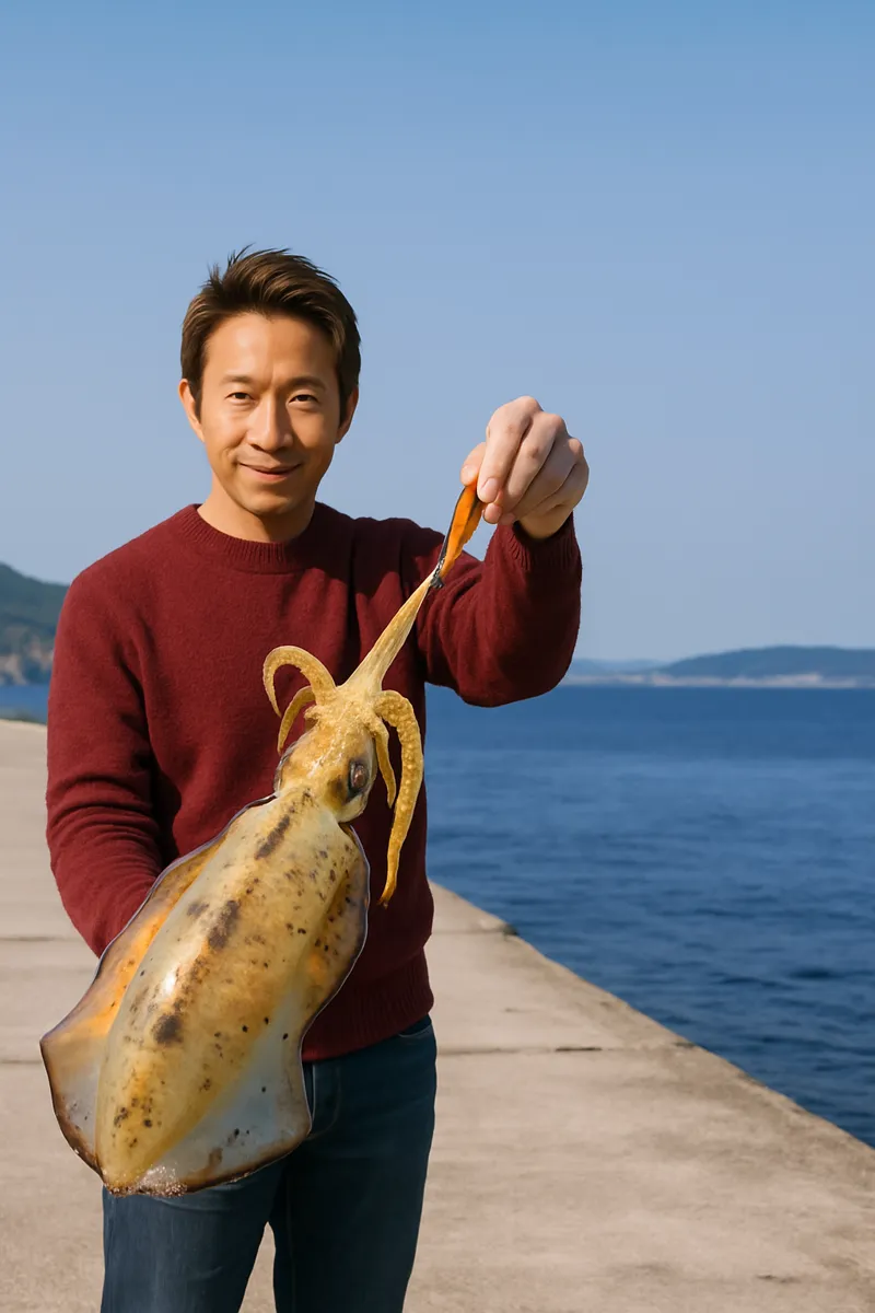 下中野漁港でアオリイカの釣果を得た亀岡.webp