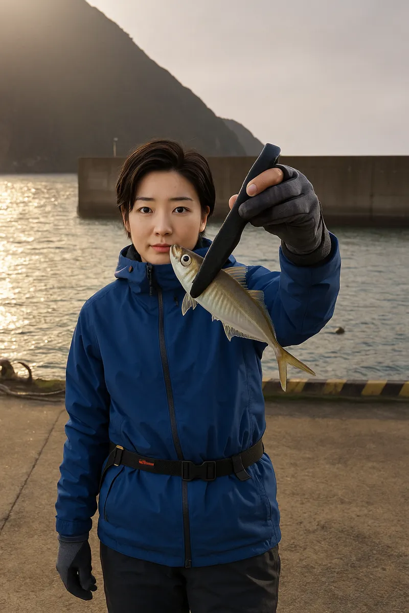 下中野漁港でアジの釣果を得た佐伯.webp