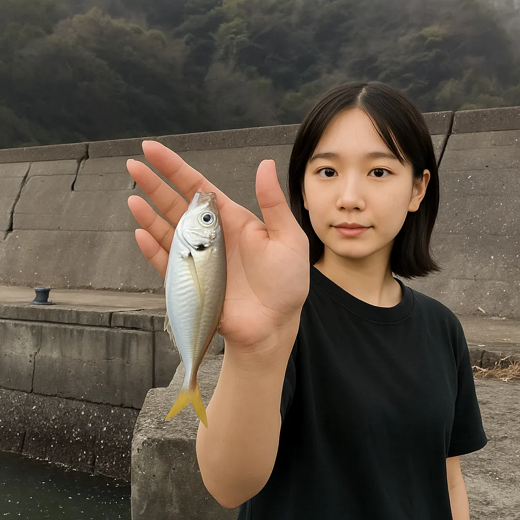 与侈漁港でアジの釣果を得た森永.webp