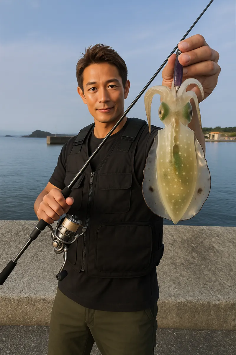 中林漁港でアオリイカの釣果を得た亀岡.webp