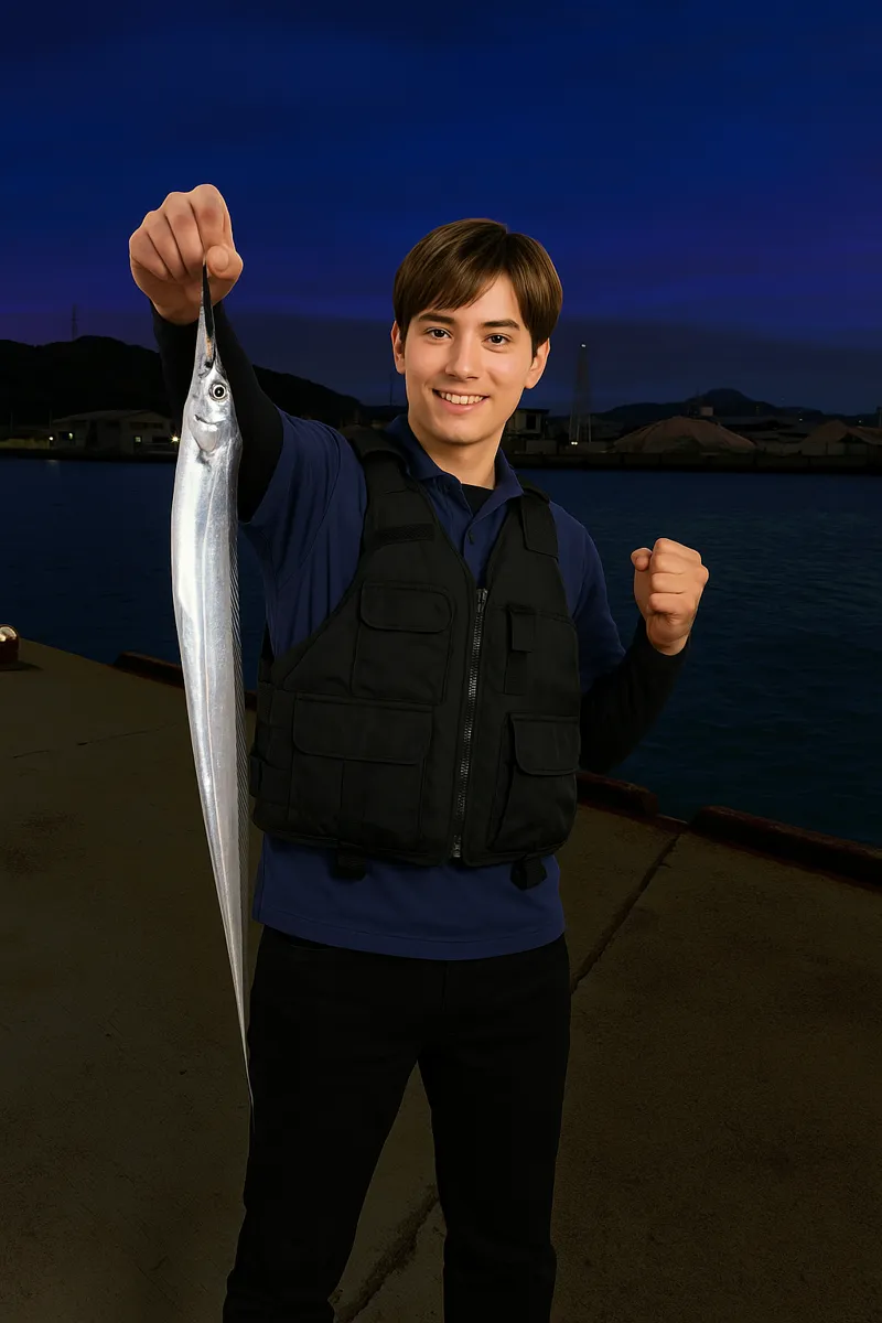 中浦緑地公園でタチウオの釣果を得た久良木.webp