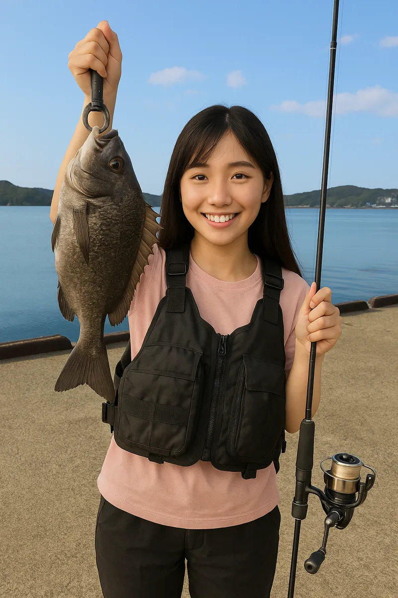 中浦緑地公園でチヌの釣果を得た黒川.webp