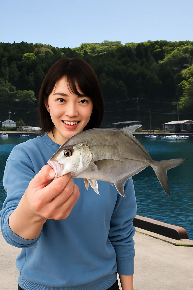 中田港でメッキの釣果を得た西岡.webp
