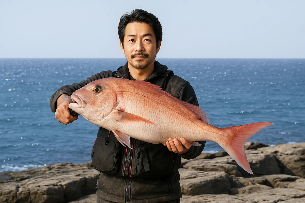 中通島でマダイの釣果を得た佐々木.webp