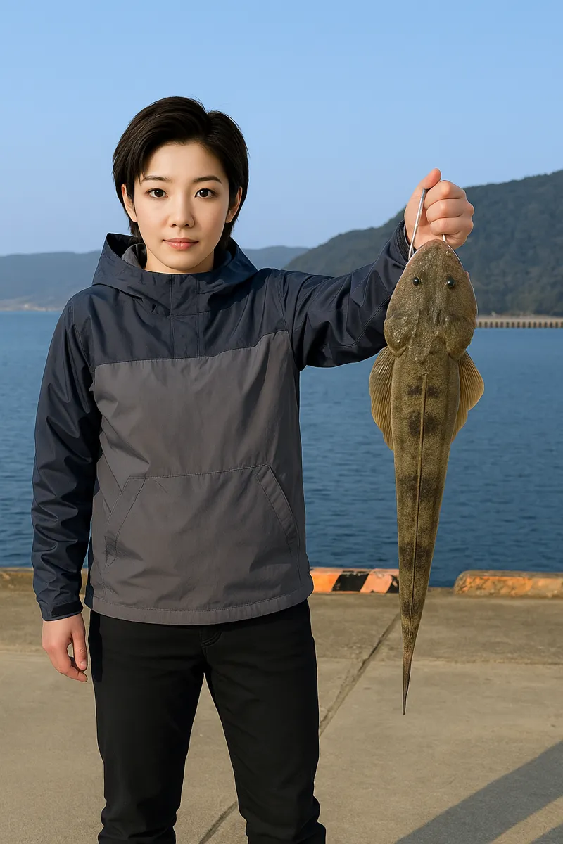 串木野新港でマゴチの釣果を得た佐伯.webp