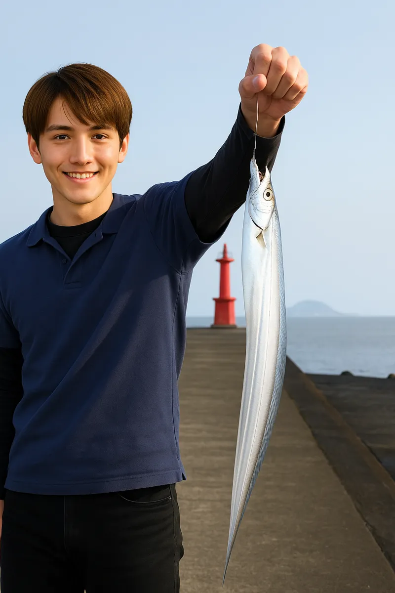 串木野漁港でタチウオの釣果を得た久良木.webp