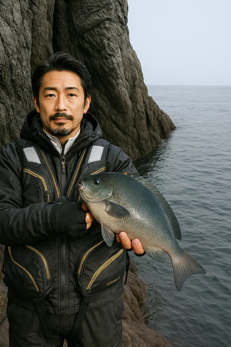 久多島でグレの釣果を得た佐々木.webp