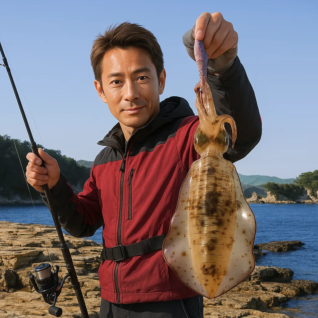 九十九島でアオリイカの釣果を得た亀岡.webp