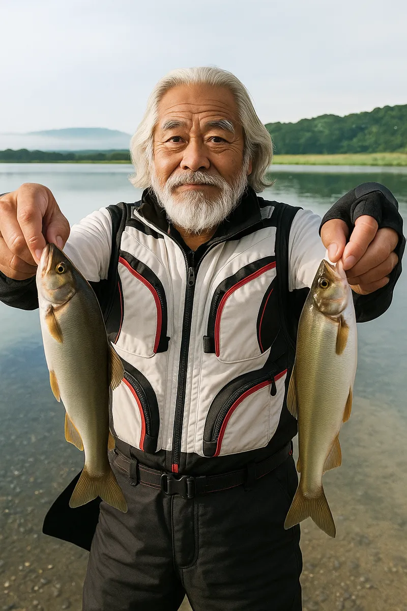 仁淀川でアユの釣果を得た米田.webp