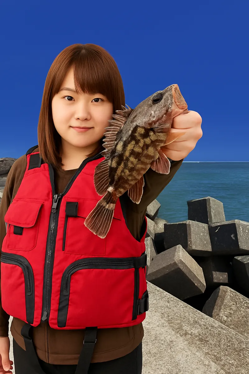 今津漁港でカサゴの釣果を得た山際.webp