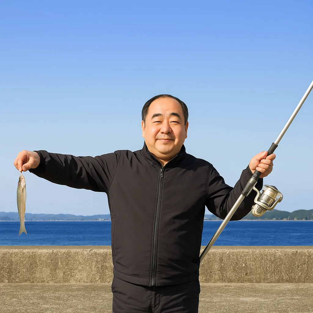 今福漁港でシロギスの釣果を得た持田.webp