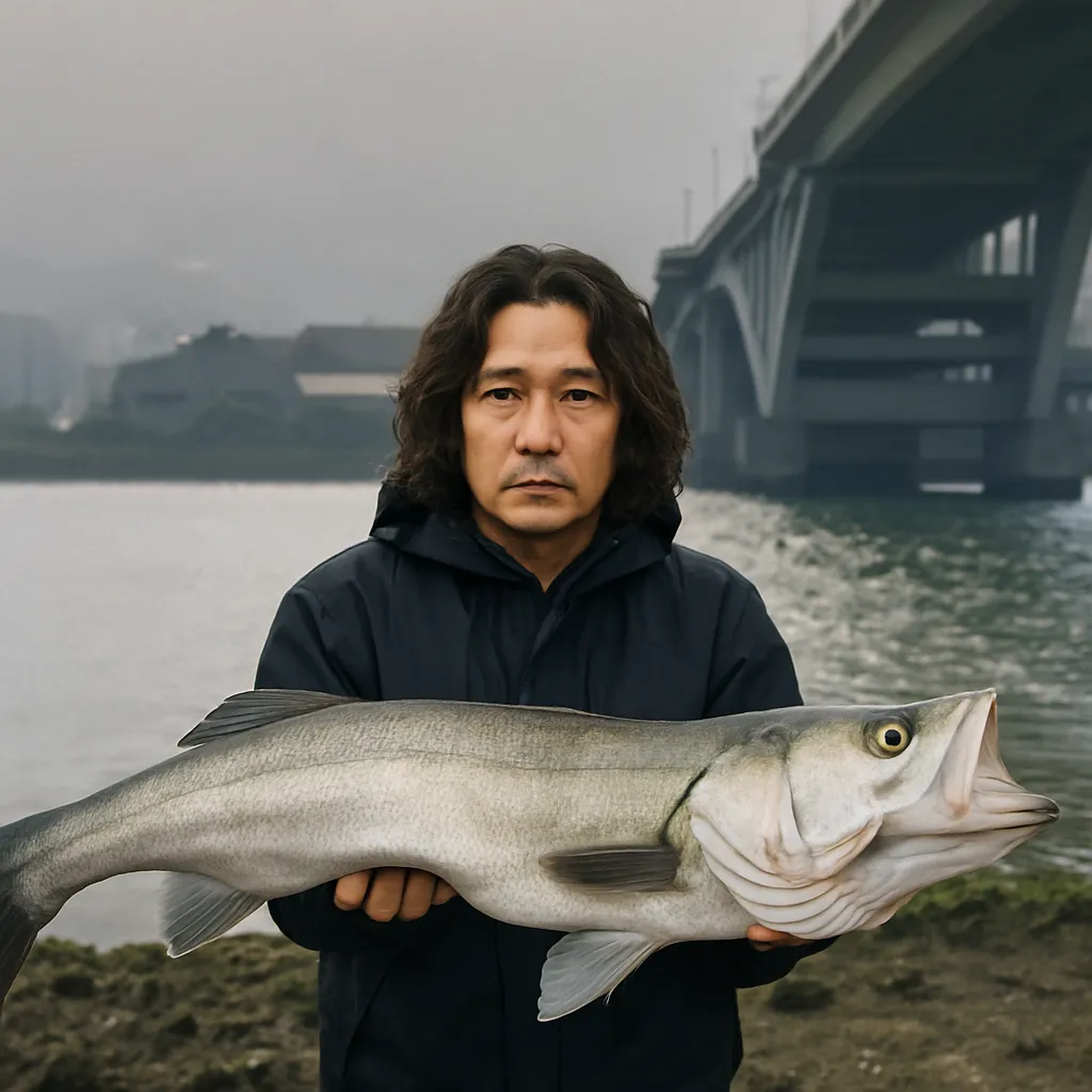 伊万里湾大橋下でシーバスの釣果を得た岸本.webp