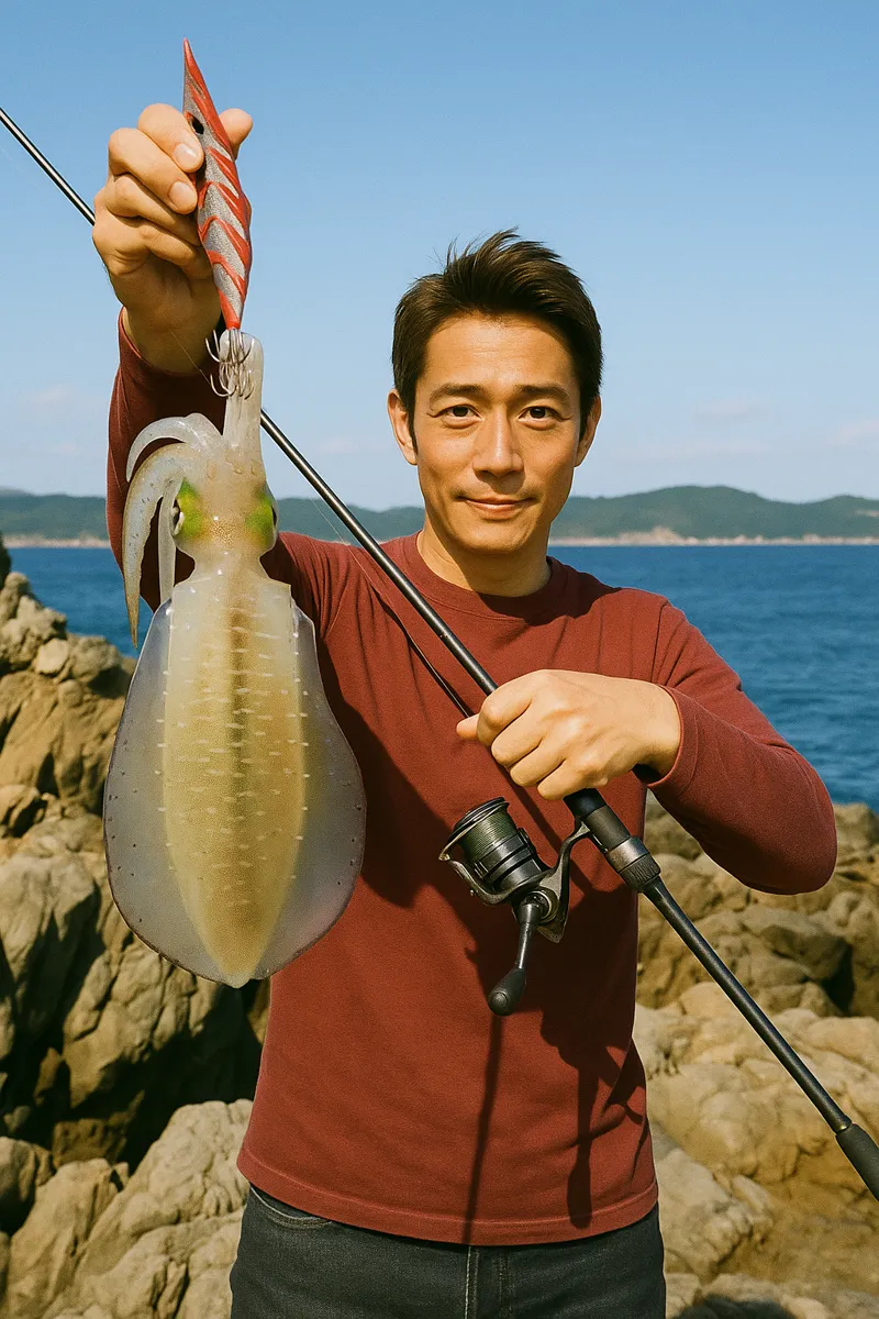 伊王島でアオリイカの釣果を得た亀岡.webp