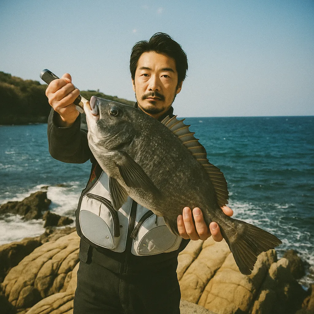 伊王島でチヌの釣果を得た佐々木.webp