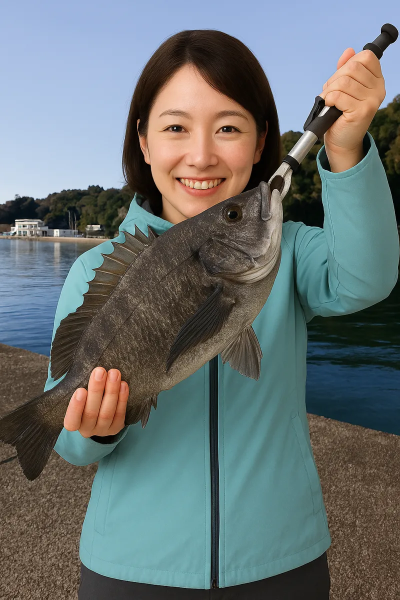 佐敷港でチヌの釣果を得た西岡.webp