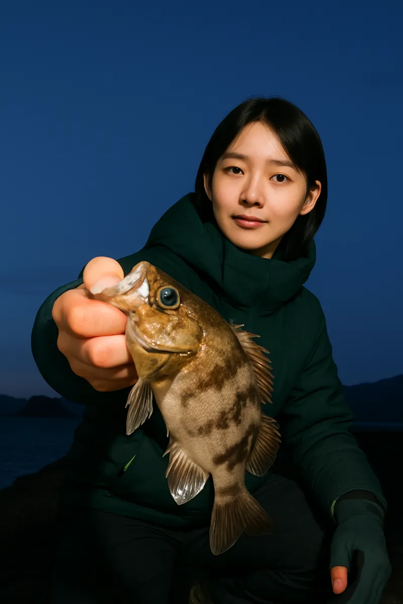 佐敷港でメバルの釣果を得た森永.webp