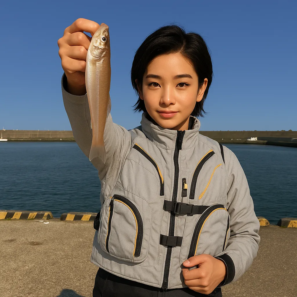 佐賀新港でシロギスの釣果を得た佐伯.webp