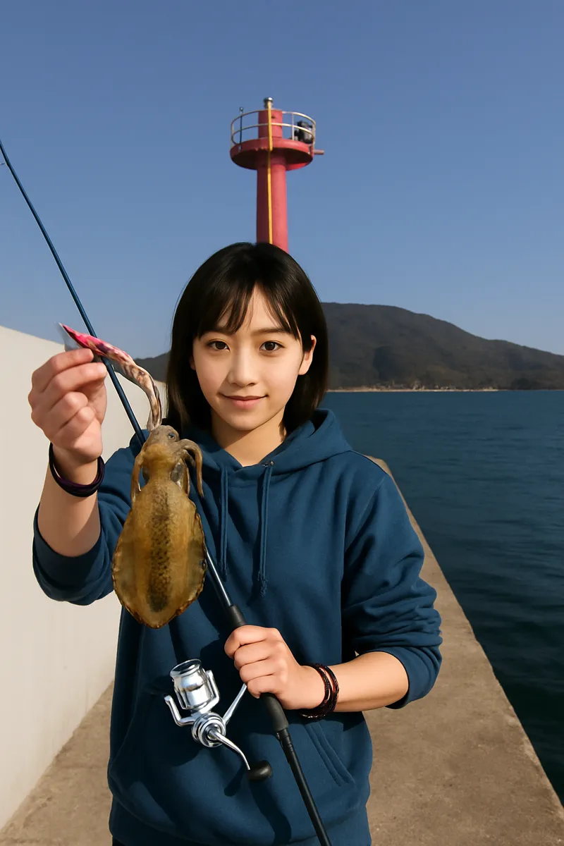 加布里漁港でアオリイカの釣果を得た国生.webp