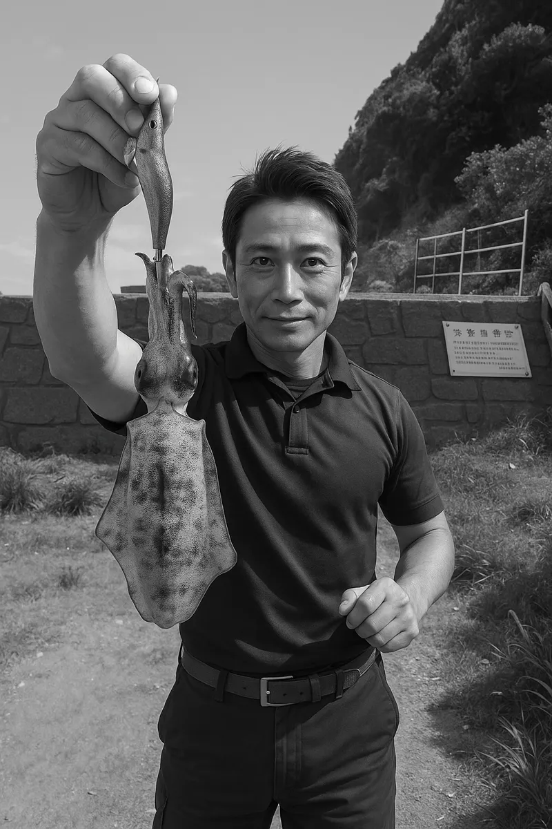 加津佐漁港.でアオリイカの釣果を得た亀岡.webp