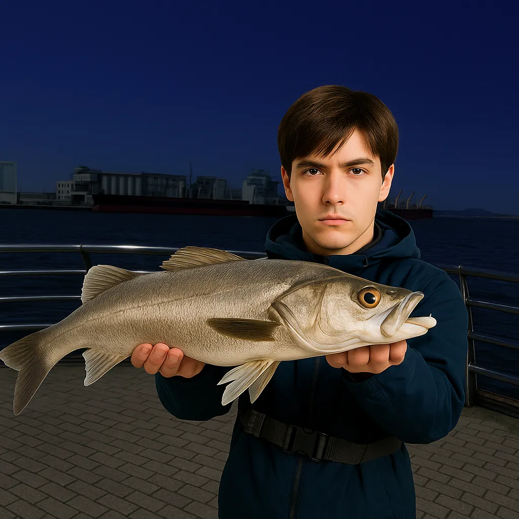 博多埠頭でシーバスの釣果を得た久良木.webp