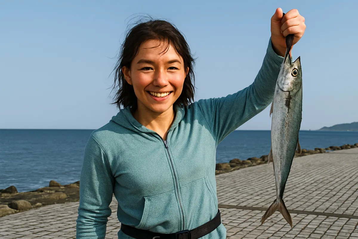 古賀海岸でサゴシの釣果を得た西岡.webp