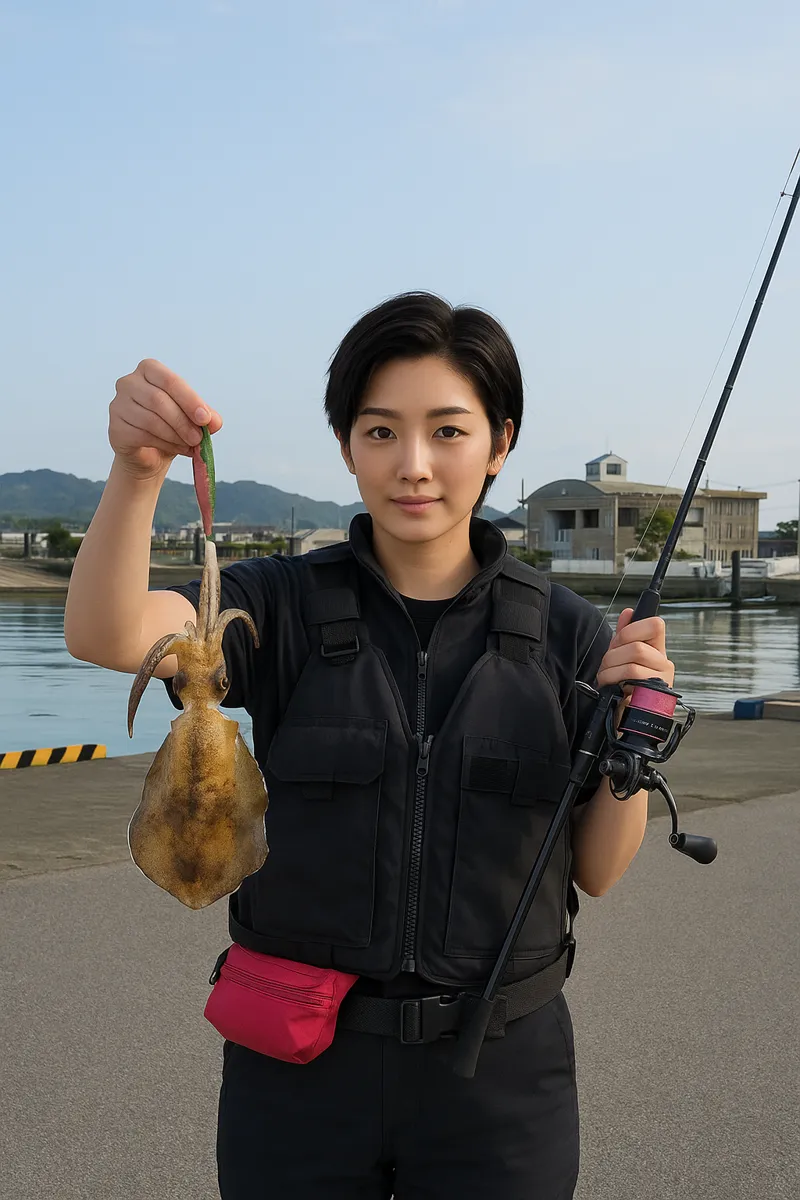 吉川漁港でアオリイカの釣果を得た佐伯.webp