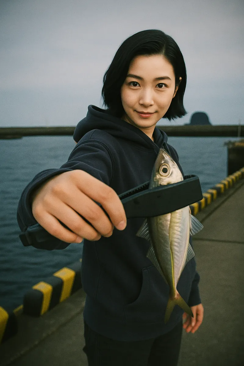 呼子港でアジングの釣果を得た八重田.webp