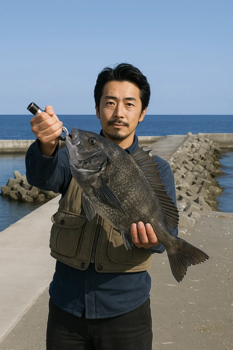 和田ノ鼻でチヌの釣果を得た佐々木..webp