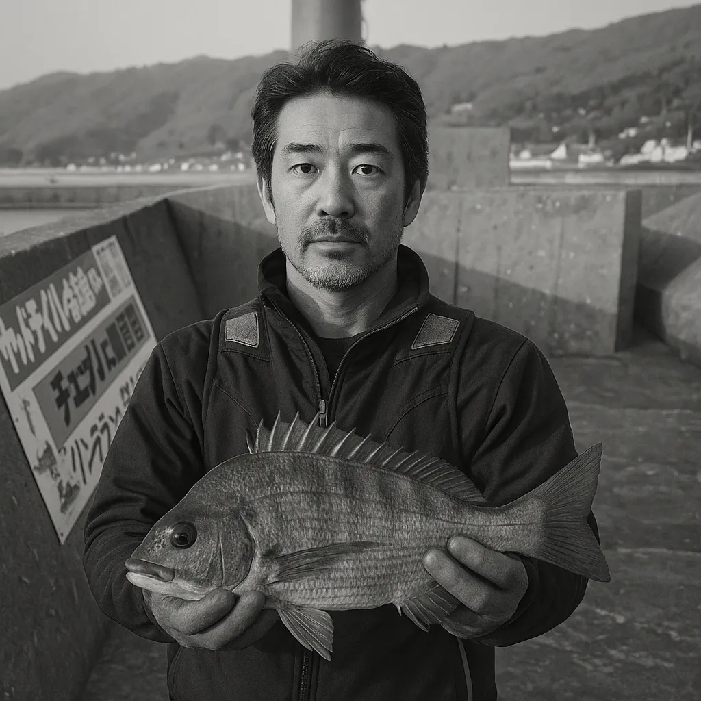 唐房漁港でチヌの釣果を得た佐々木.webp