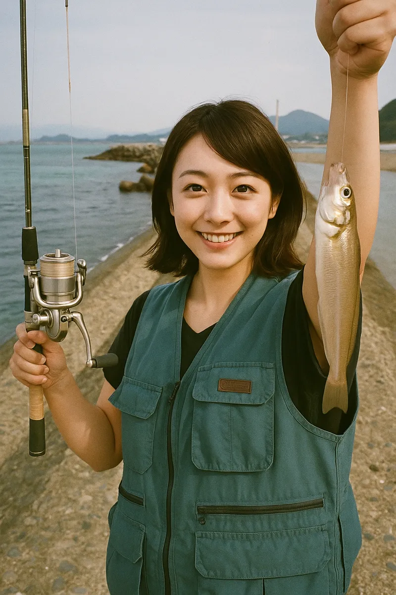 唐泊漁港でシロギスの釣果を得た西岡.webp