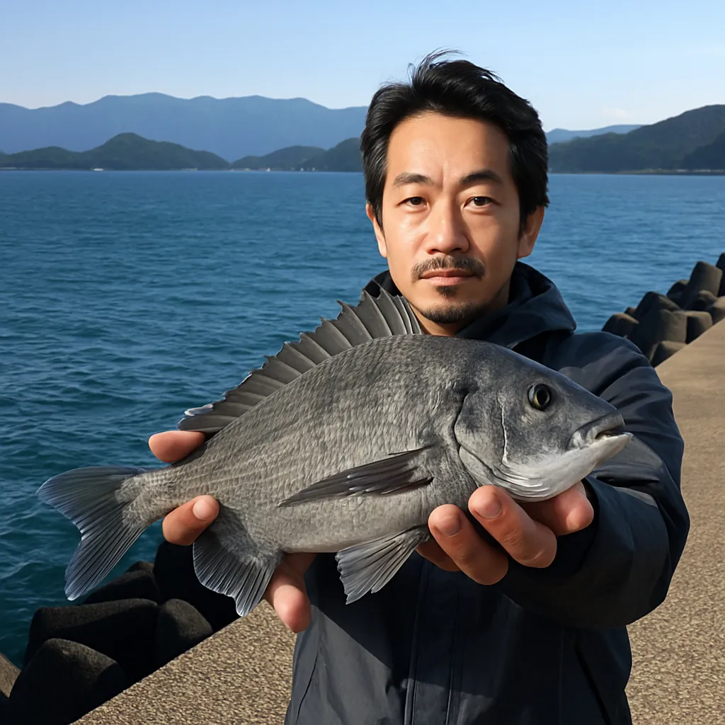 唐泊漁港でチヌの釣果を得た佐々木.webp