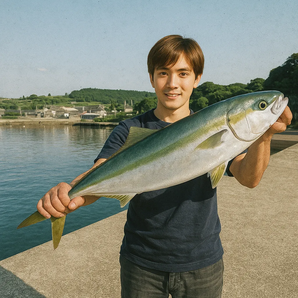 唐隈港でブリの釣果を得た久良木.webp